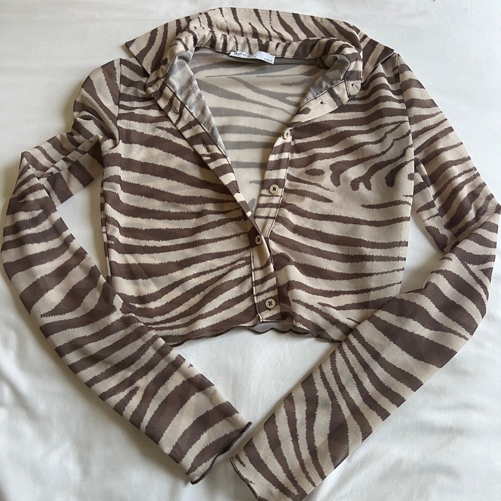 Bershka zebra print mesh top